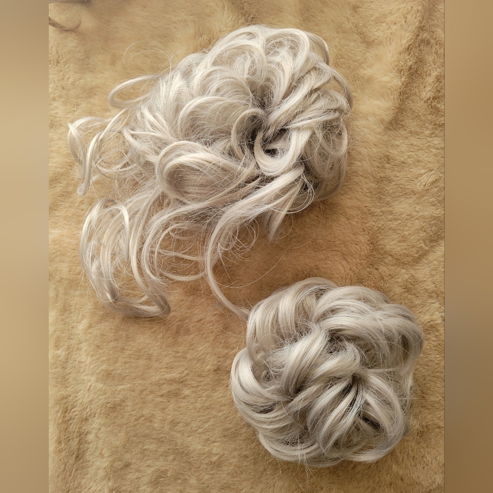 Elegant Silver Gray Scrunchie Hair Extensions